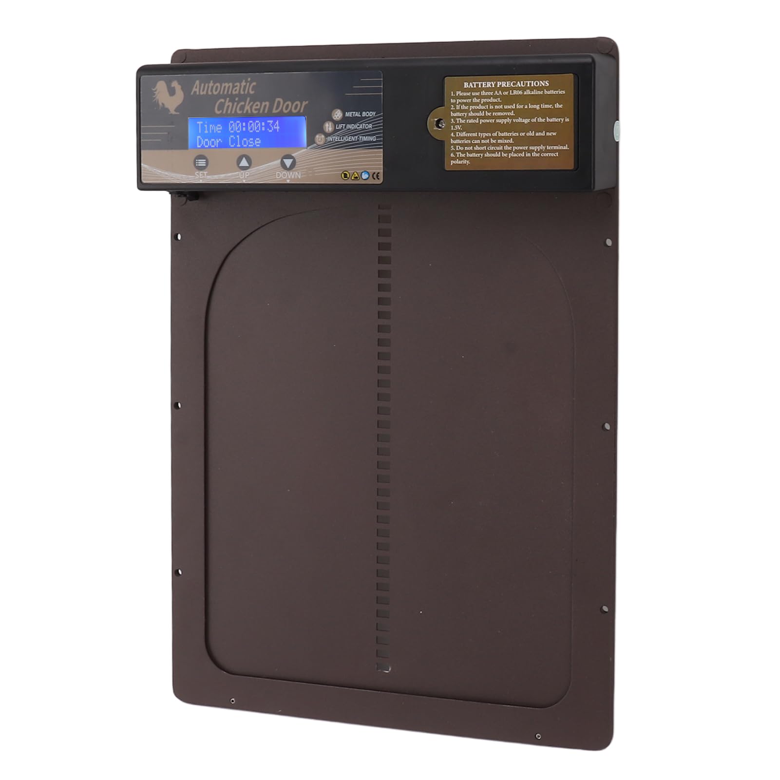 Porte Automatiche per pollaio, Timer per Porta Automatico Durevole e Sicuro per la casa (Marrone)