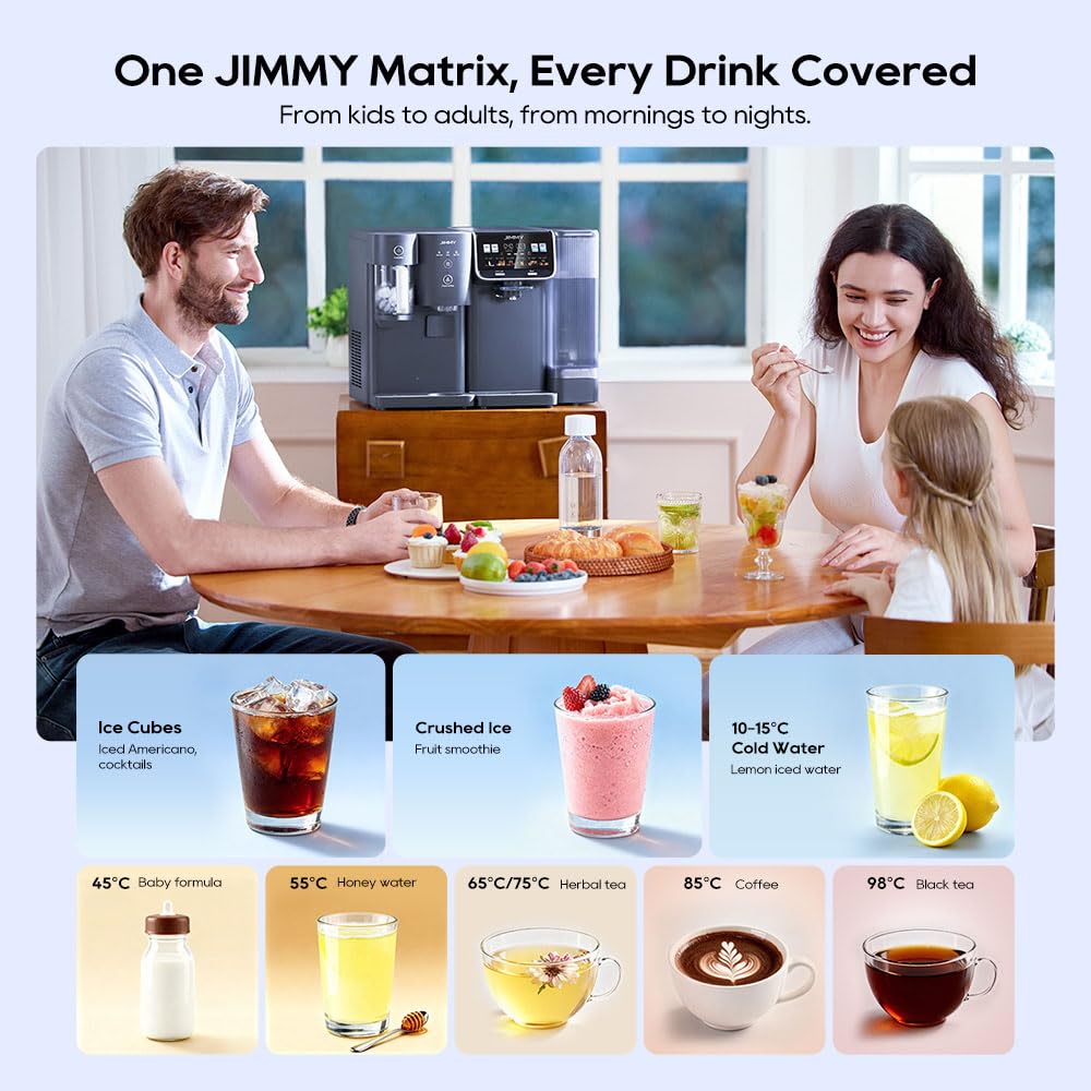 JIMMY Matrix I9 Fabricante y trituradora de hielo, módulo 2 en 1 compatible con AquaLink M9 Pro, distribución automática sin contacto, hielo filtrado y agua fría para cócteles y batidos
