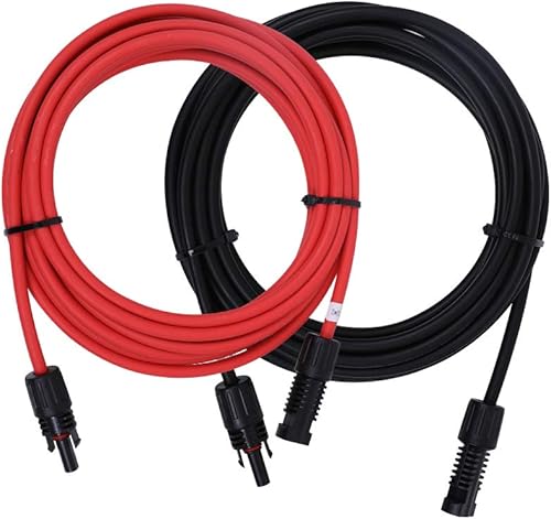 Renogy Cable de extensión de panel solar de 20 pies 10 AWG con conectores macho y hembra, 20 pies 10 AWG, 1 par (rojo y negro)