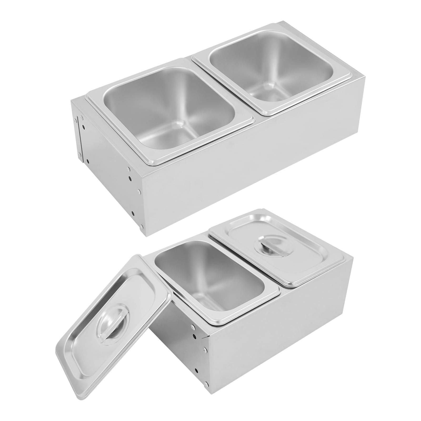 Contenitori per ingredienti di pizza e contorni, contenitori in acciaio inox con coperchio, contenitori per ingredienti per barbecue, cucina e gastronomia, accessori per pizza, 4 pezzi, per