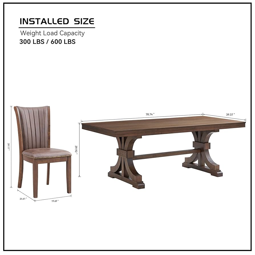 Amazon.com - KEIKI Retro 7-Piece Wooden Dining Table Set for