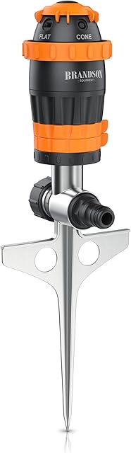 Brandson Brandson – Rasensprenger Rasensprinkler 360 Grad – fünf Sprühmuster – große Flächen – Gartensprenger 3/4 Zoll– einstellbare Sprühbreit – Ede — Rasensprenger