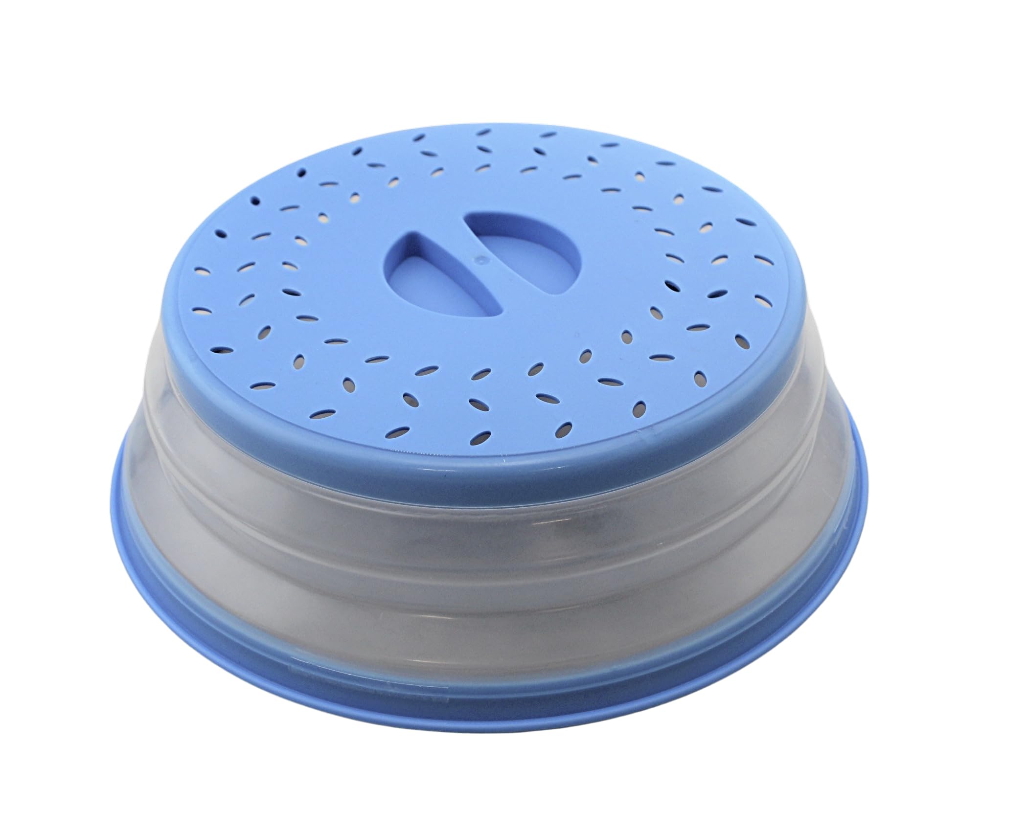 2-Pack Collapsible Microwave Covers - BPA Free Splatter Guards & Vegetable Strainers (Red & Blue, 10.5")