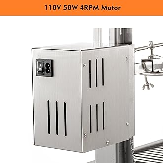 50W Rotisserie Grill Roaster 51 Inch BBQ Outdoor Small Pig Lamb Rotisserie Roaster 132LBS/60KG Stainless Steel Charcoal Spit Rotisserie Roaster Grill Great for Camping Outdoor Barbecue