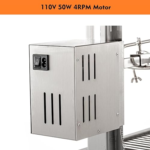 Miniatura 3 de Parrilla asadora de 50 W con pantalla de viento, asador de cerdo y cordero al aire libre de 51 pulgadas, parrilla de asador de carbón de acero