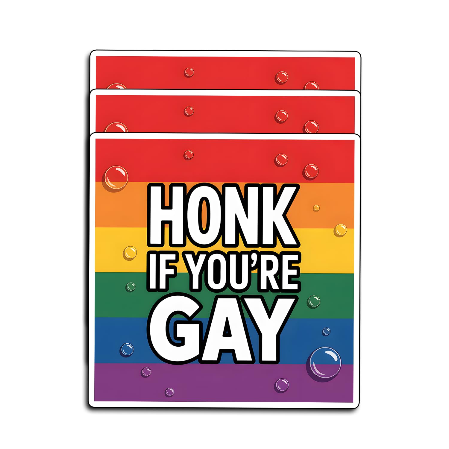 Photo 1 of (3Pcs) Honk If You're Gay Stickers Funny Sarcastic Quote Humor Motivational Inspirational Gifts Waterproof Vinyl Decals for Kindle Water Bottle Bumper Car Hard Hat Phone Laptop 3"