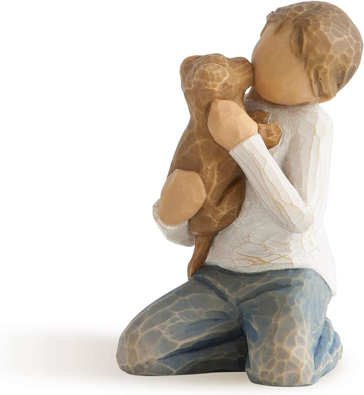 Willow Tree Kindness (boy), Above All, Kindness, Boy in Blue Jeans Holding Dog, Works Well in Groupings That Reflect Family Relationships, Pet Owners, Animal Lovers, Sculpted Hand-Painted Figure