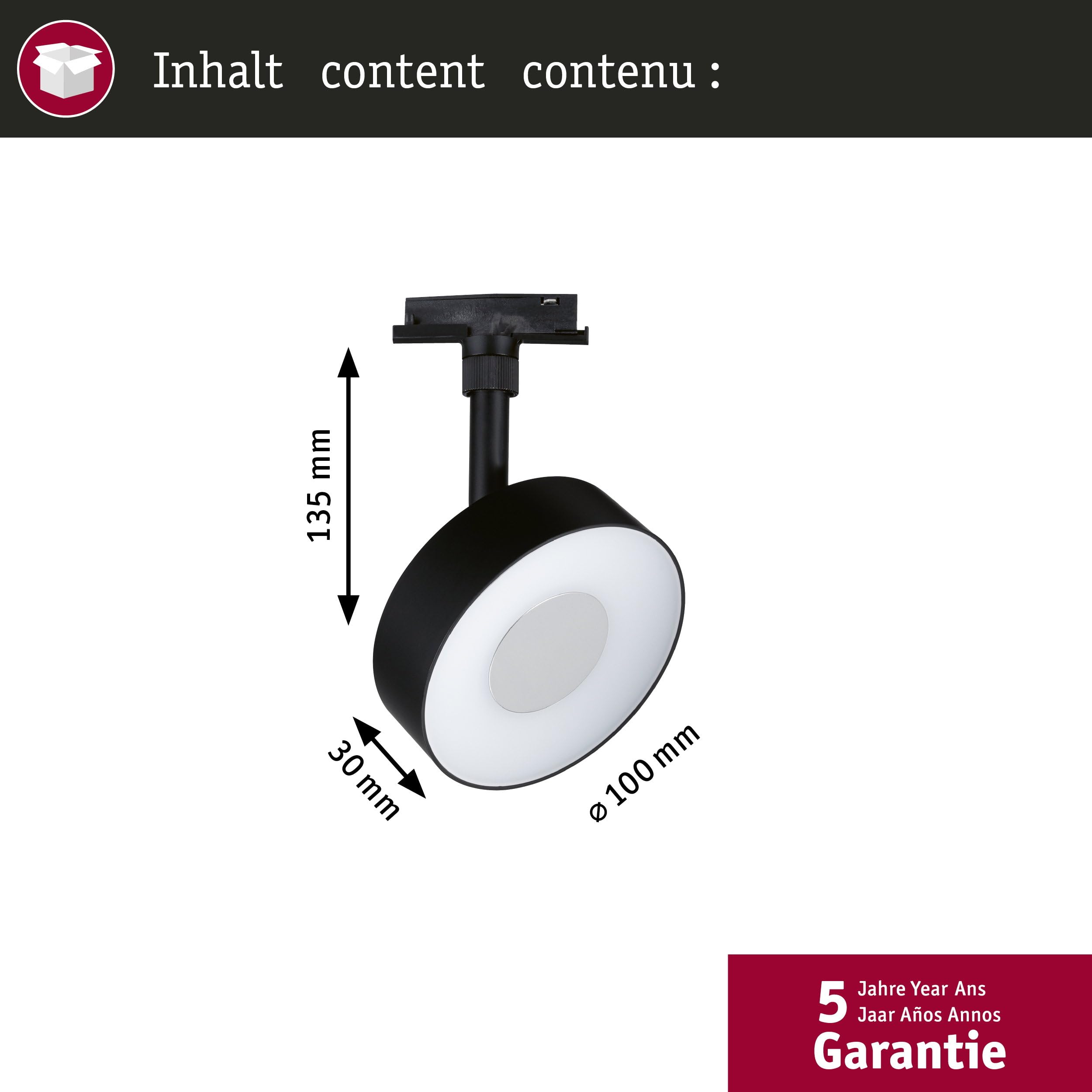 Paulmann URail Spot sur rail Circle 160lm 5W 2700-4000K 230V noir mat 93151