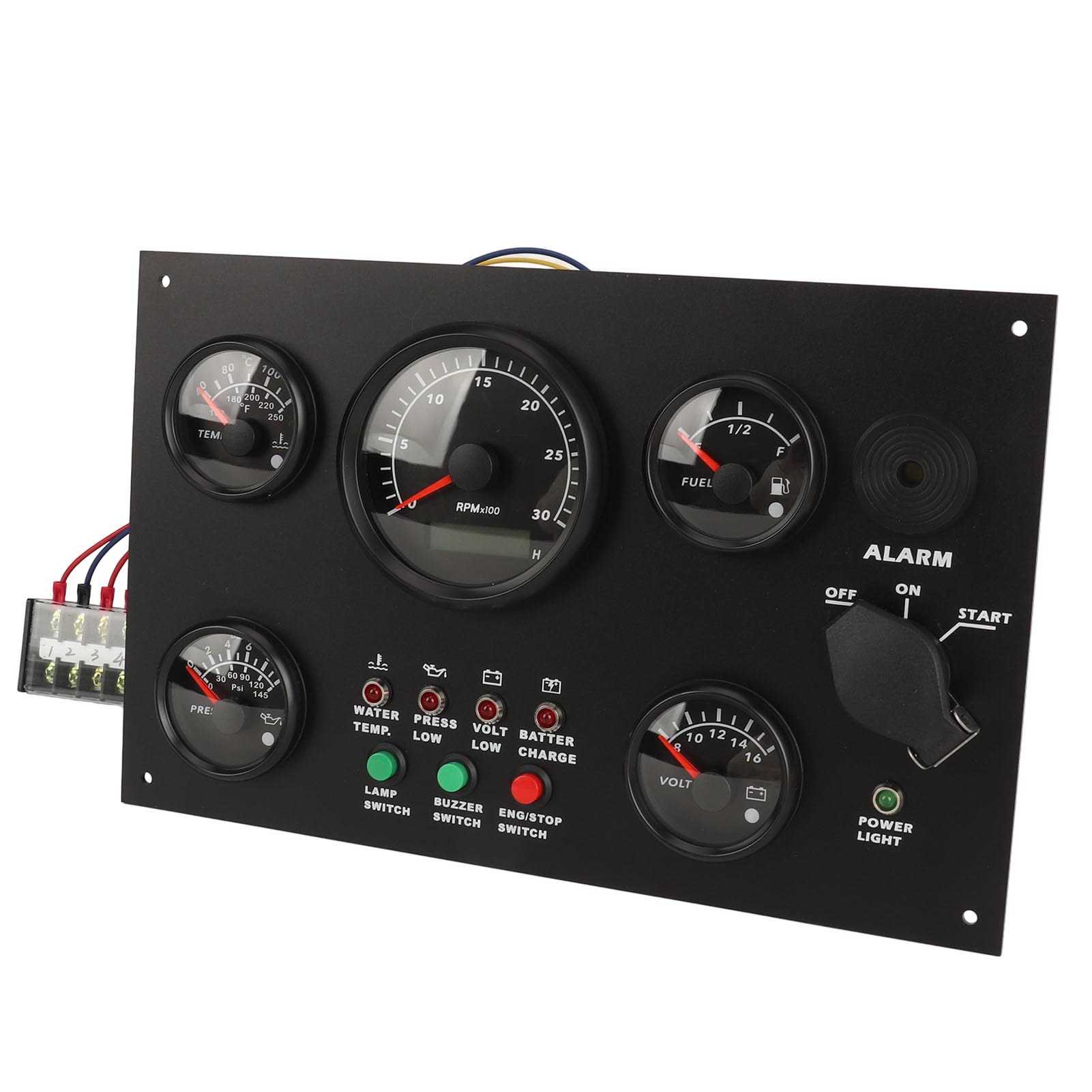 Panel de instrumentos Torvex, juego de indicadores de motor, temperatura de agua, aceite, voltaje, tacómetro, compatible con yates, autocaravanas, camiones y barcos, kit de 5