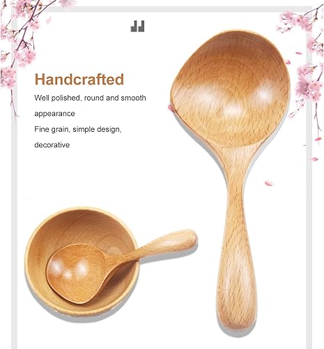 Miniatura 2 de Cucharas de madera para comer, hechas a mano, resistentes a altas temperaturas, mango respetuoso del medio ambiente, cucharas de madera para cocina