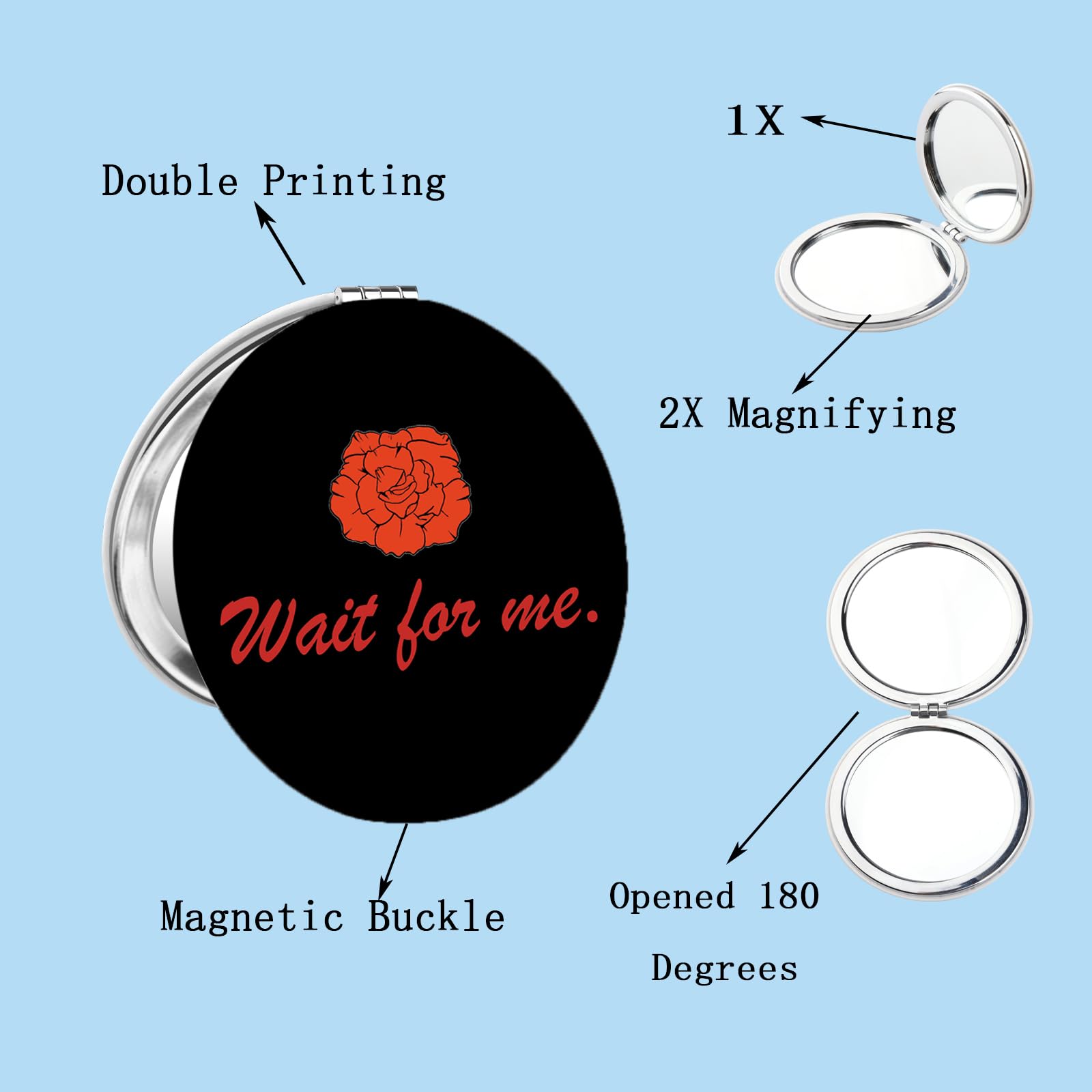 FEELMEM Wait for Me Musical Compact Mirror For Theatre Lover Musical Theatre Fan Gift Mirror Gift For Women Theater Merch (beige) - Image 3