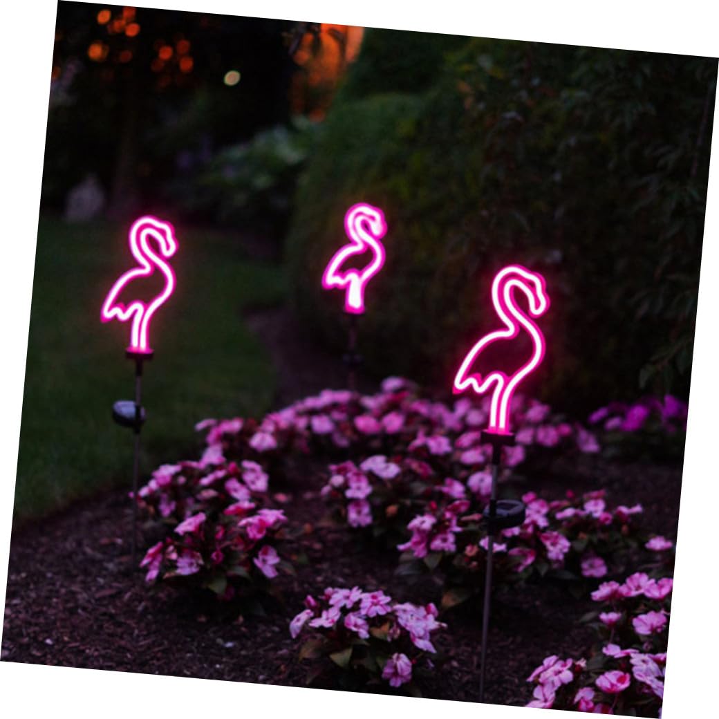 Angoily Solar Gartenleuchten 2 Stück Neon Flamingo Kaktus LED Außenleuchten Wetterfeste Solarleuchten für Terrasse und Garten Dekoration mit Bodenmontage