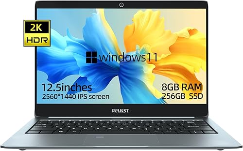 Morostron Laptop de 12.5 pulgadas con Windows 11, Intel Celeron N4120 Quad Core con 8 GB de RAM+256 GB SSD, LCD 2K 2560 x 1440 Sharp, huella