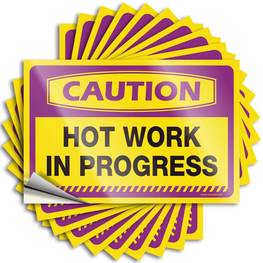 Tattoo Cottage Peel and Stick - Caution Hot Work in Progress Door Girly Waterproof Vinyl for Standing(6X9CM)