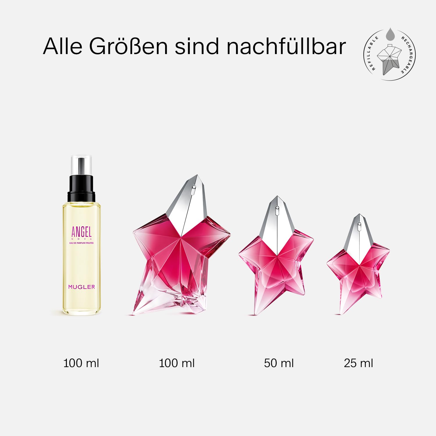 MUGLER Angel Nova Eau de Parfum, Damen-Parfum, Fruchtig, blumig und holzig, Fesselnder Duft, Nachfüllbar