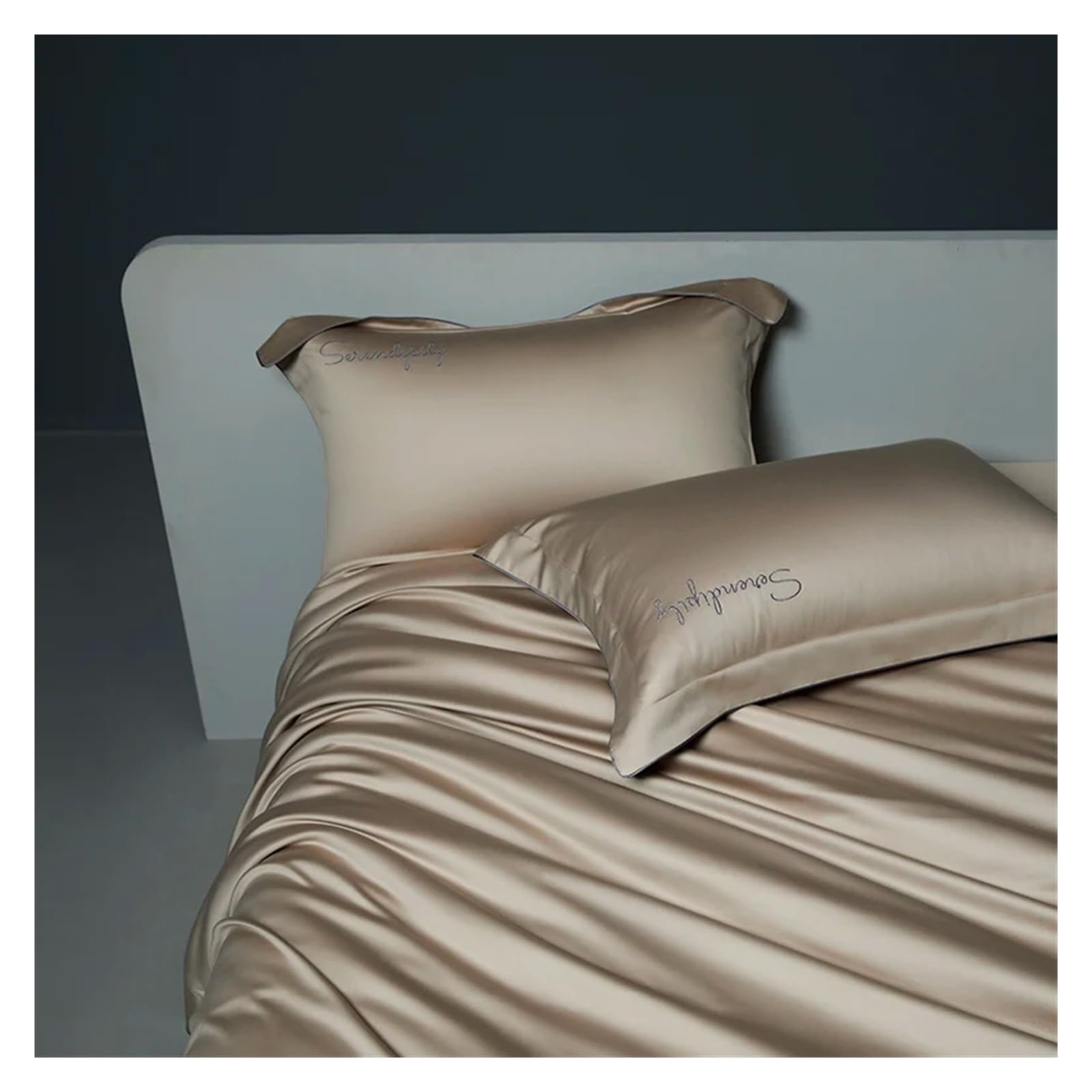Set Di Biancheria Da Letto In Stile Hotel In Cotone Egiziano 1200Tc, Set Copripiumino Di Lusso Con Ricamo, Lenzuolo Con Angoli/Piatto, Federe, Piumone Per Tutte Le Stagioni,B,Flat Queen Size 4Pcs