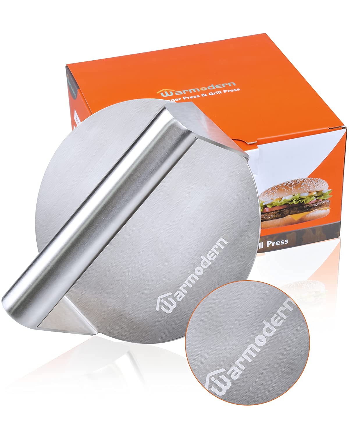 Warmodern Pressa per Hamburger, Forma Rotonda Pressa per Hamburger Antiaderente in Acciaio Inossidabile, Set Pressa per Hamburger per Deliziosi Hamburger, Polpette, Barbecue