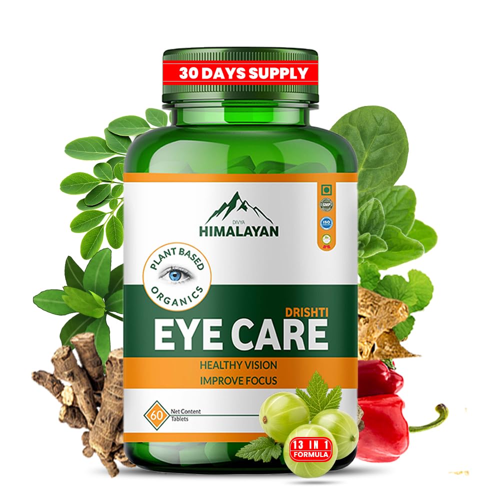 Divya Himalayan Plant-Based Drishti Eye Care Supplement, 60 Tablets, Supports Eye Health & Vision, Herbal Blend with Lutein, 1 count, 60 capsules