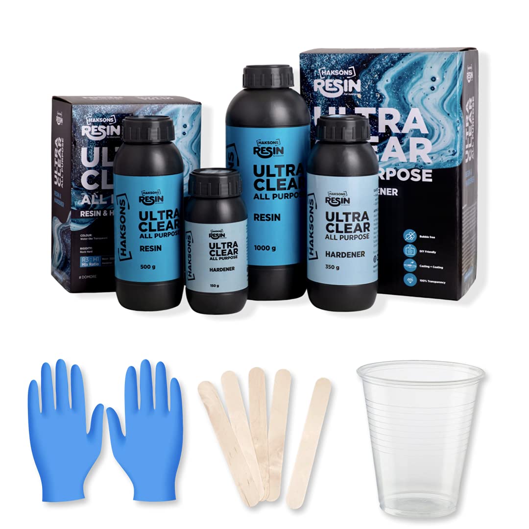 HaksonsUltra Clear All Purpose Epoxy Resin and Hardener, Crystal Clear Resin, Beginners Kit (650G)