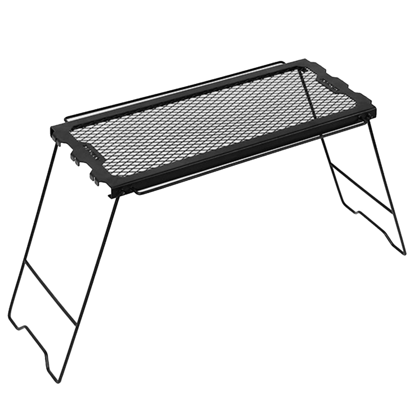 BeauentyFoldable Table, Outdoor Metal Mesh Camping Table Outdoor Table Compatible with Stool or Use Alone (Table/Black)