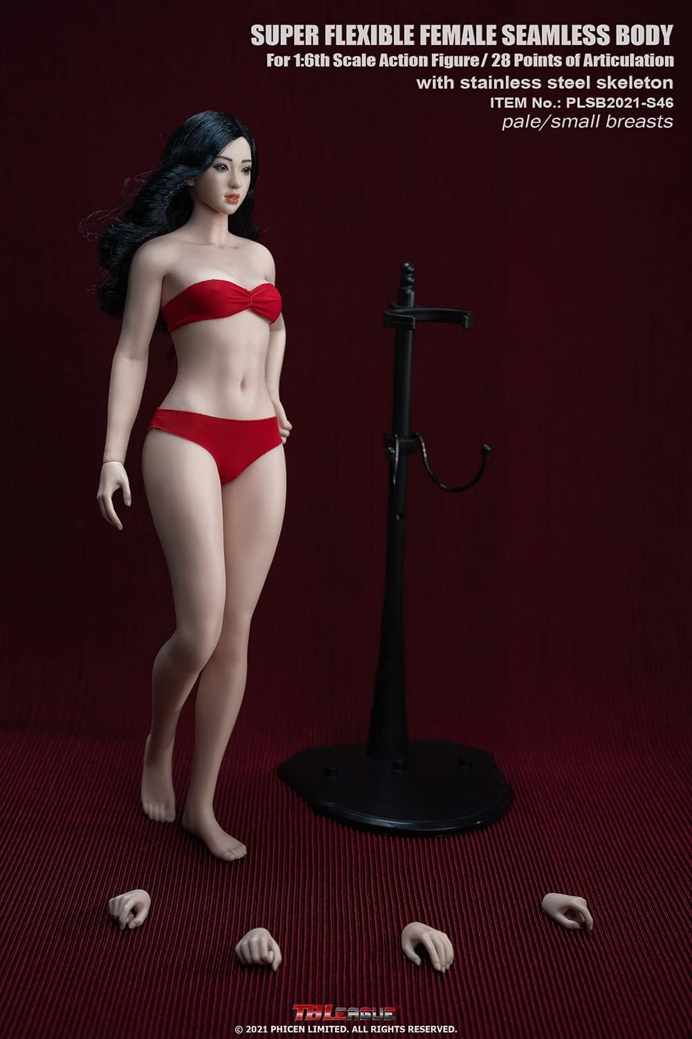 1/6 Scale Female Super Flexible Seamless Figure Body Steel Bone Well-Proportioned Small Breasts 12 Inch Collectible Action Figures with Pale Skin(PLSB2021-S46)