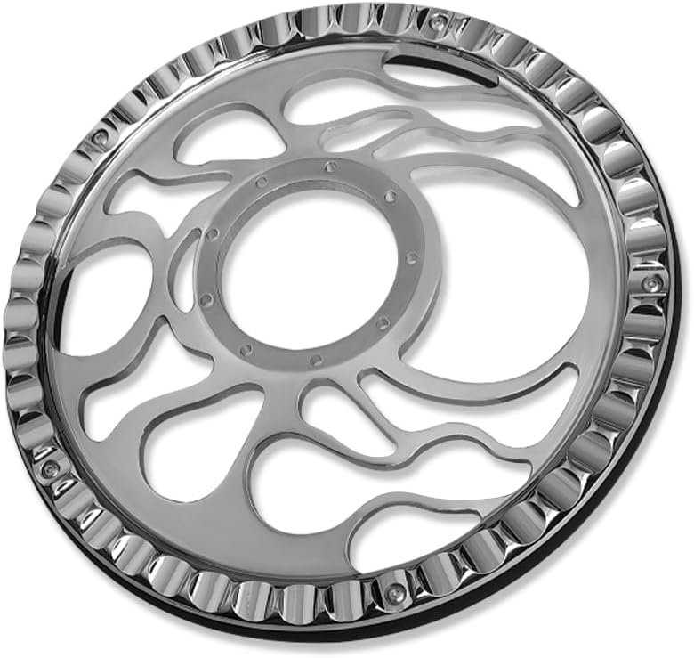 Chrome 14" Billet Aluminum 9 Holes Steering Wheel Flamed Style with Black Leather Half Wrap & Flamed Horn Button