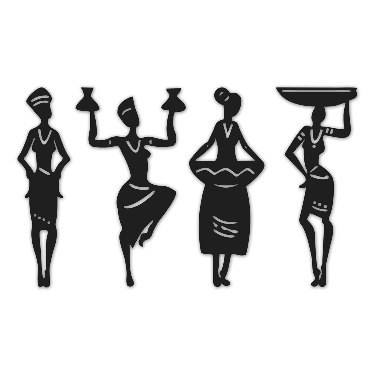 Anuman THE ART OF INGENUITY Wood Tribal Women 4 Pcs Wall Decor Art
