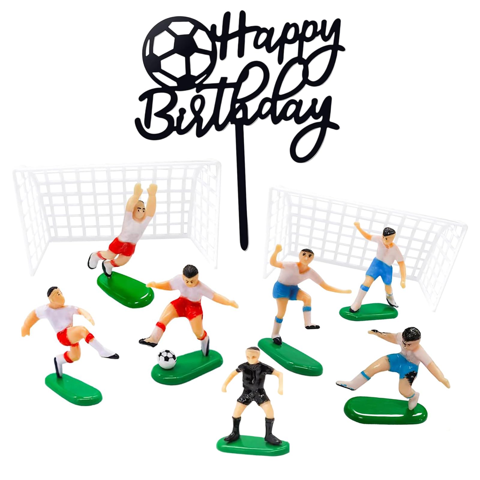 9Pcs Football Cake Decorations and 1Pcs Football Cake Topper, Personalised Football Cake Toppers Boys Party Supplies