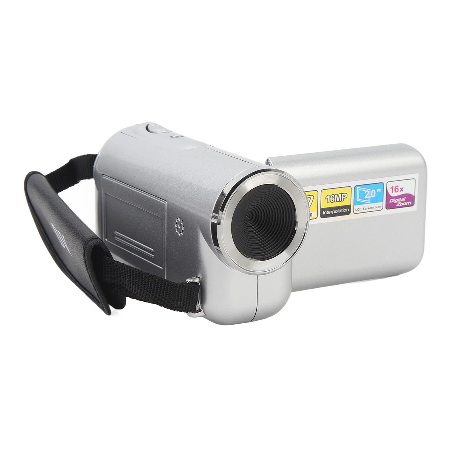 Videokamera Camcorder, 1080P HD 16 MP Kamera mit 2,0 Zoll Farb TFT Bildschirm, 16 fach Digitaler Zoom Vlogging Kamera für YouTube Partyreisen, Camcorder für Anfänger (SILVER)