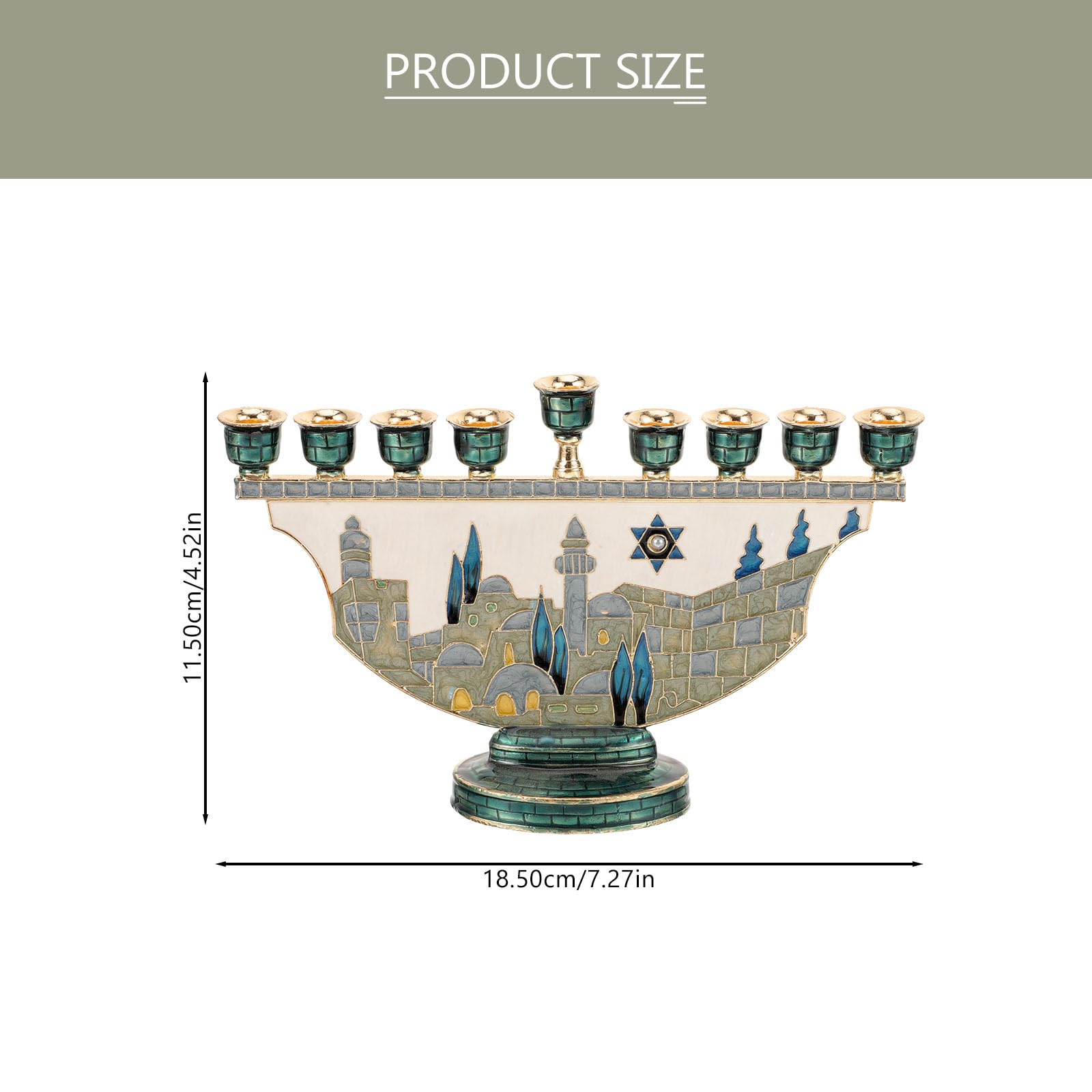 GLEAVI Candelabro de Chimenea Metálico Nueve Brazos para Velas Cónicas, Soporte para Decoraciones de Hanukkah y Eventos Familiares