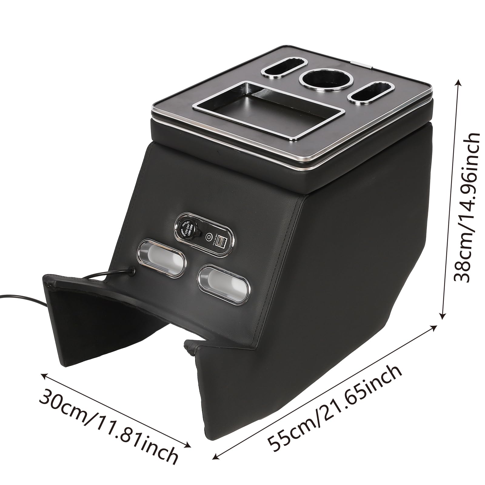 Auto Armlehne Box Center Console Organizer für V-Klasse V220 V260 V250 W447 einfache Installation, mit7 Farben LED-Leuchten-Typ-C USB-Anschluss Schwarz Leder Armlehne Zubehör (black)