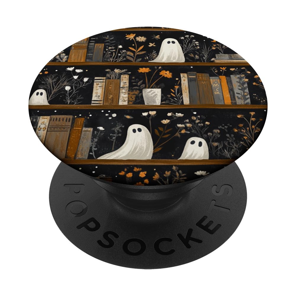 Cute Ghosts in a Magical Library - Halloween Art PopSockets Swappable PopGrip