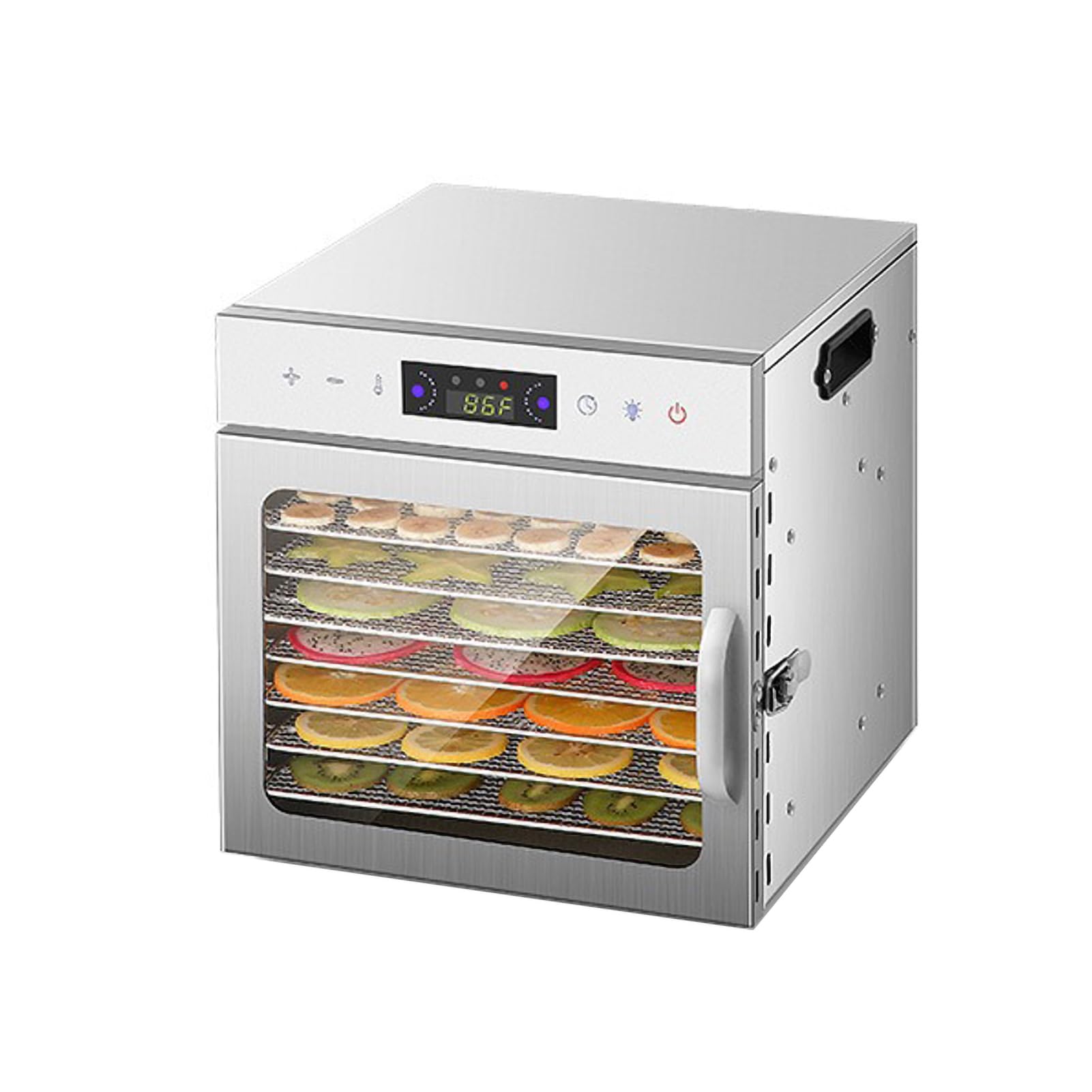 Secador por Congelación LED, Deshidratador De Alimentos De 6/8/12/18 Bandejas, Procesador De Alimentos Doméstico De Acero Inoxidable, para Frutas, Champiñones, Carne Seca Y Hierbas,8 Layers