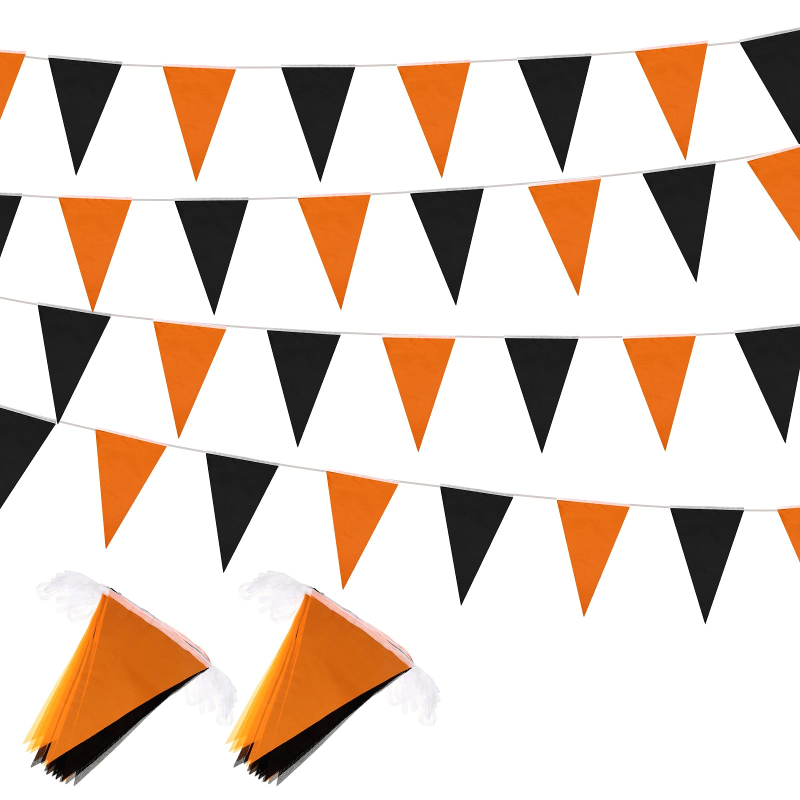 Tatuo 328 Feet Halloween Pennant Banner Flags 10 Pcs Triangle Flags String DIY Bunting Fabric Bunting Garland for Indoor Outdoor Halloween Party Hanging Decoration (Orange and Black)