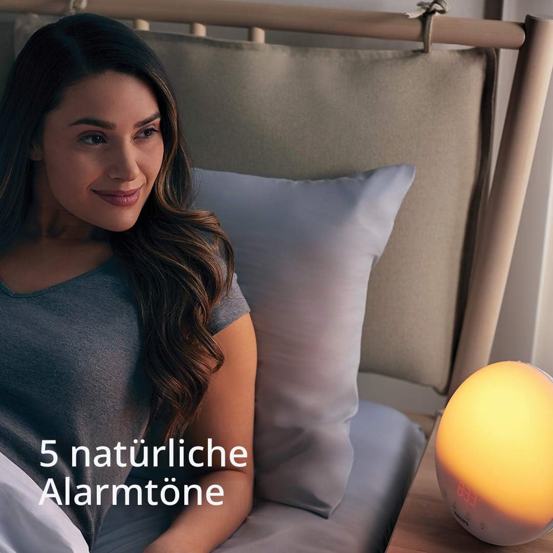 Philips HF3520/01 Wake-Up Light (Sonnenaufgangfunktion, digitales FM Radio, Tageslichtwecker) weiß