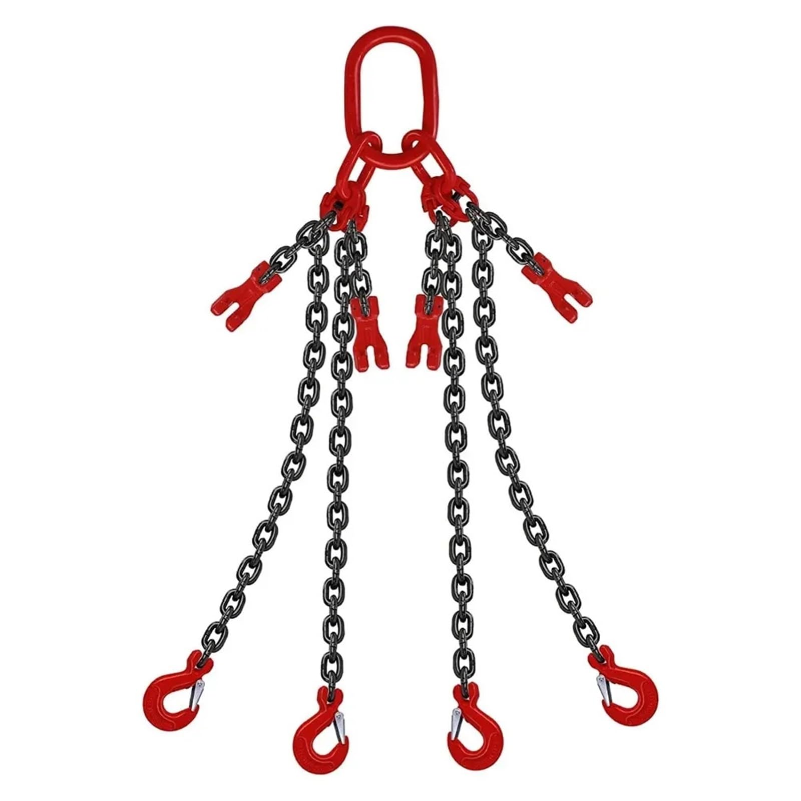 Sling Hook Chain Sling 5/16 Inch x 5 Ft Quad Leg Lifting Chain with 4 Leg Grab Hooks and Adjusters Tow Chain(5FT-With Adjuster)