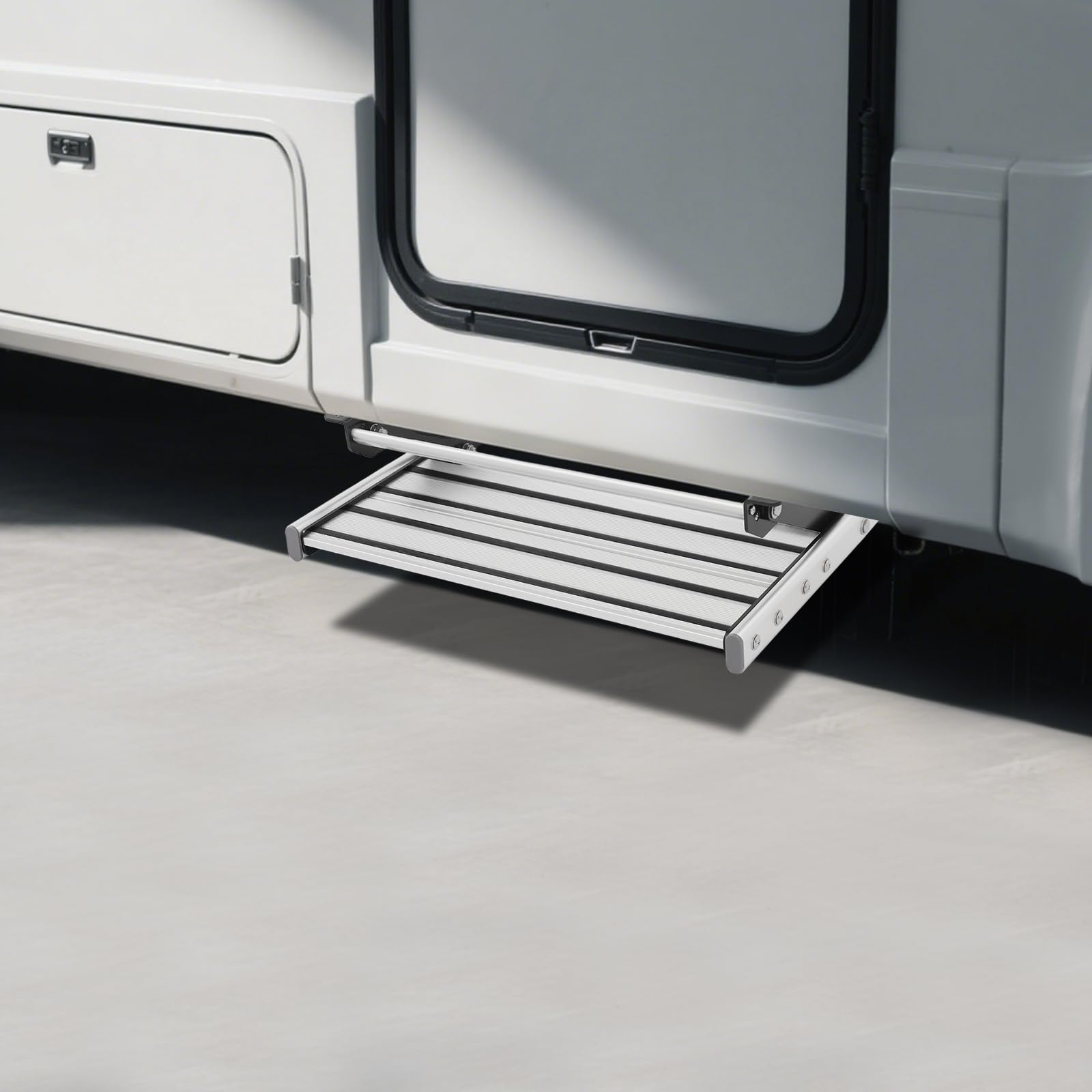 Peldaños de aluminio para autocaravanas con tiras antideslizantes, escalones plegables para autocaravanas, escalones manuales para autocaravanas con una capacidad de carga de 200 kg, adecuado para