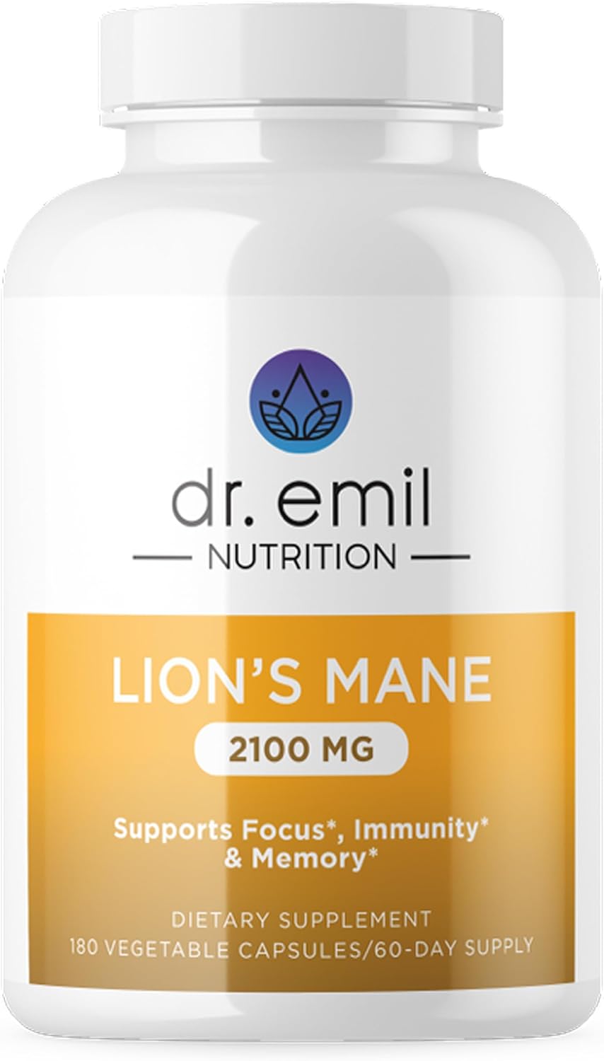 Organic Lions Mane Mushroom Supplement for Mental Clarity, Focus & Immune Support – Organic Brain Boosting Nootropic Lions Mane Mushroom Capsules with 100% Organic Lions Mane Extract, 60 Servings