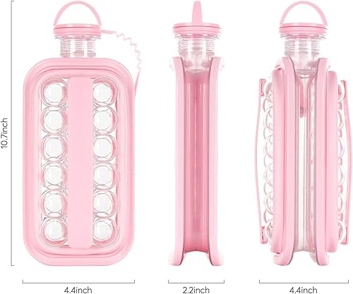 Miniatura 6 de LittleStar - Bandejas de cubitos de hielo, recipiente portátil 2 en 1 para hacer bolitas de hielo, 17 rejillas, cuerpo plano y tapa, para hockey,