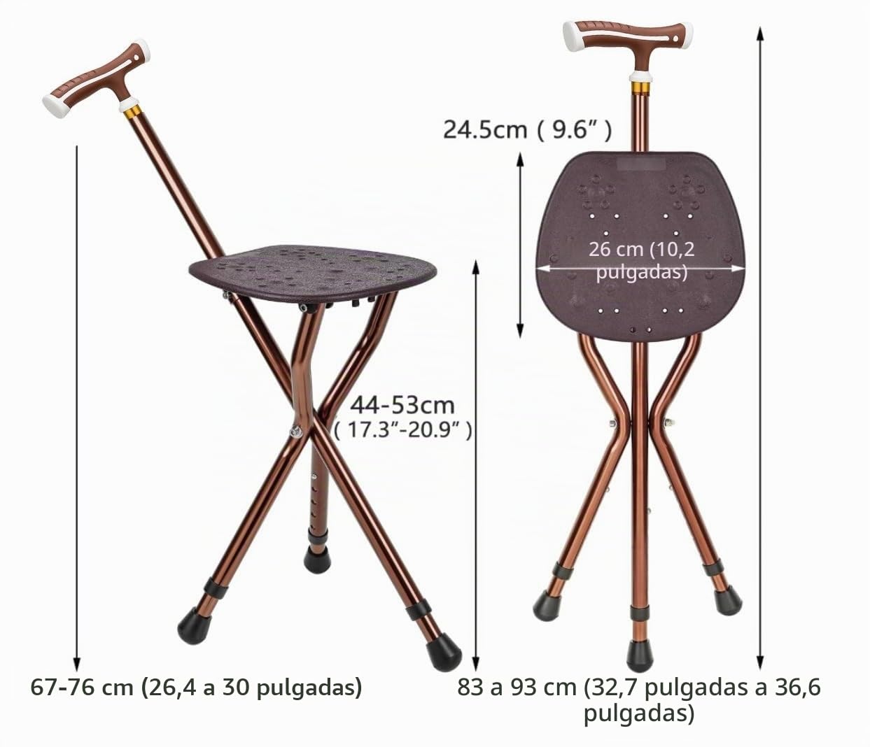 Bastón de Asiento Masculino con una Capacidad de 120 kg, bastón de Asiento Plegable Ajustable a la Altura de la Gran Placa de Asiento de, bastón y Taburete para Adultos y Ancianos