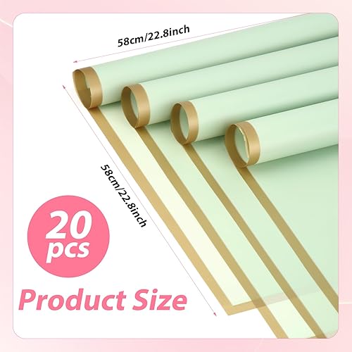 Miniatura 2 de LUTER 20 hojas de papel de regalo de flores, 22.8 x 22.8 pulgadas, papel de regalo de ramo de flores, papel de embalaje de flores impermeable con