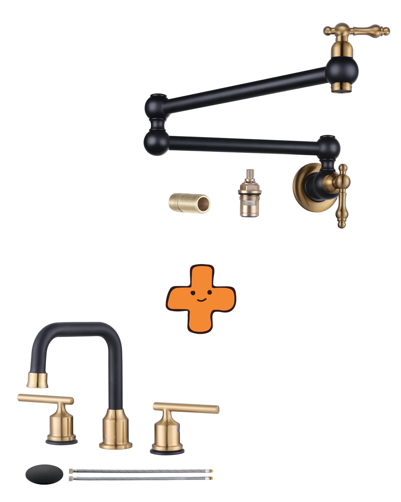 Jnfidosr Black/Gold Pot Filler Faucet Over Stove And Widespread Bathroom Faucet