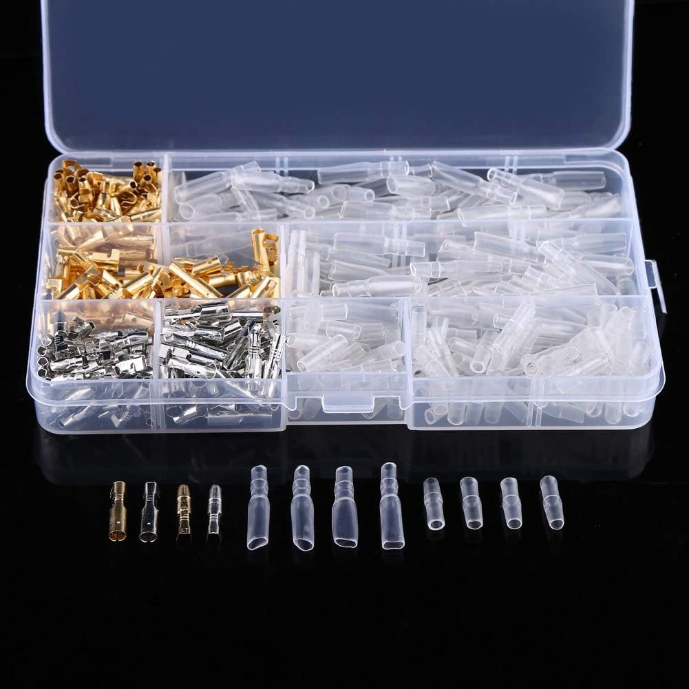 Electrical Terminals, Connectors Brass and Tin 100 Pairs 3.9mm Convenient with Insulation Sleeve for Auto Electricians for Mechanics for Garages'||