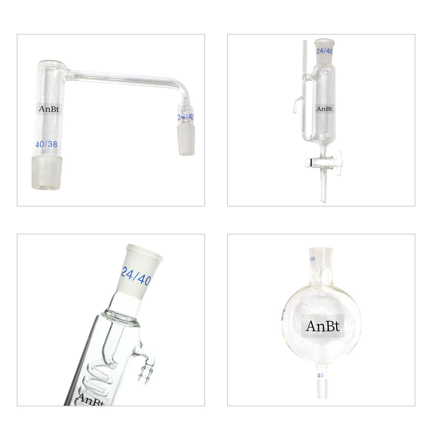 Anbt 2000ml Lab Essential Oil Distillation Apparatus Water Distiller