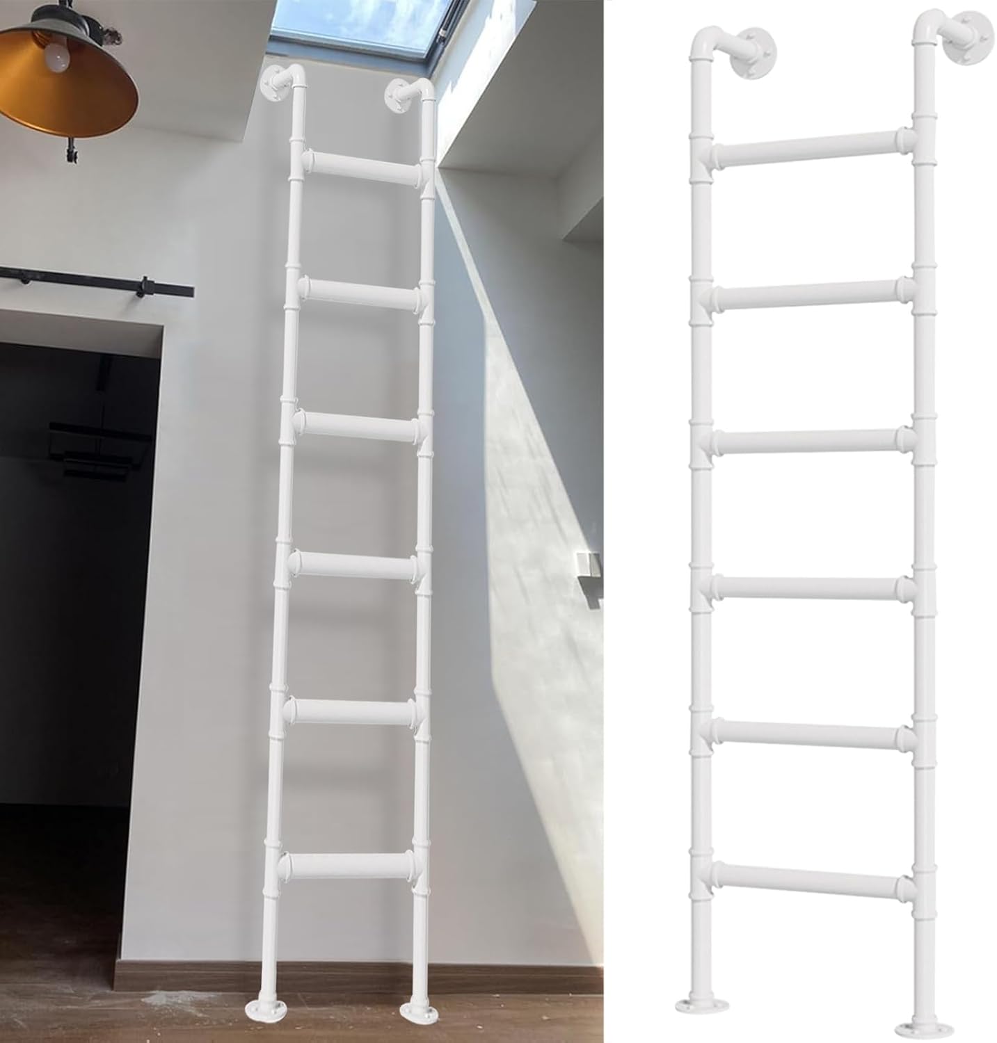 Amazon.com: Wall Mounted Metal Ladder for Household Climbing Ladders ...