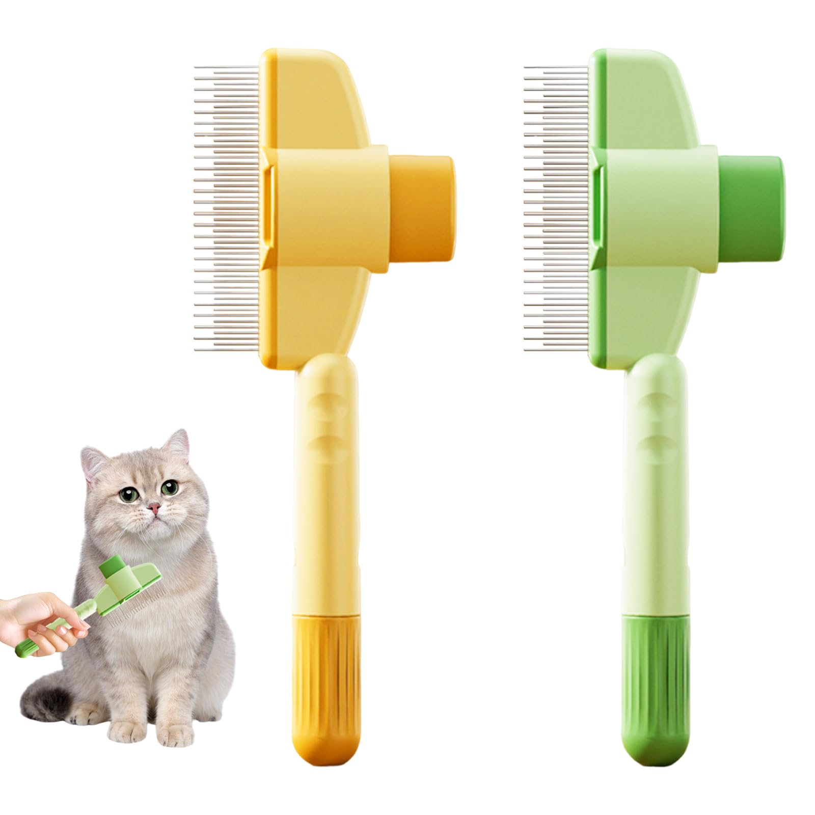 Double Pack Pet Grooming Combs, Stainless Steel Teeth for Cats & Dogs