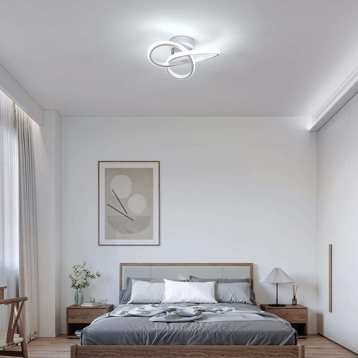 Comely Moderna Lámpara de Techo LED, 22W Plafón LED Techo Blanca Moderno, Diseño Forma de Flor Luz de Techo para Dormitorio Cocina Sala de Estar Pasillo Comedor Balcón