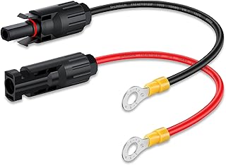 ELECTOP 10AWG Solar Panel Connector Cable, Solar Connecter to O Ring Solar Panel Adaptor Cable with Male and Female Connector for Solar Generator Inverter Battery Pack Charger