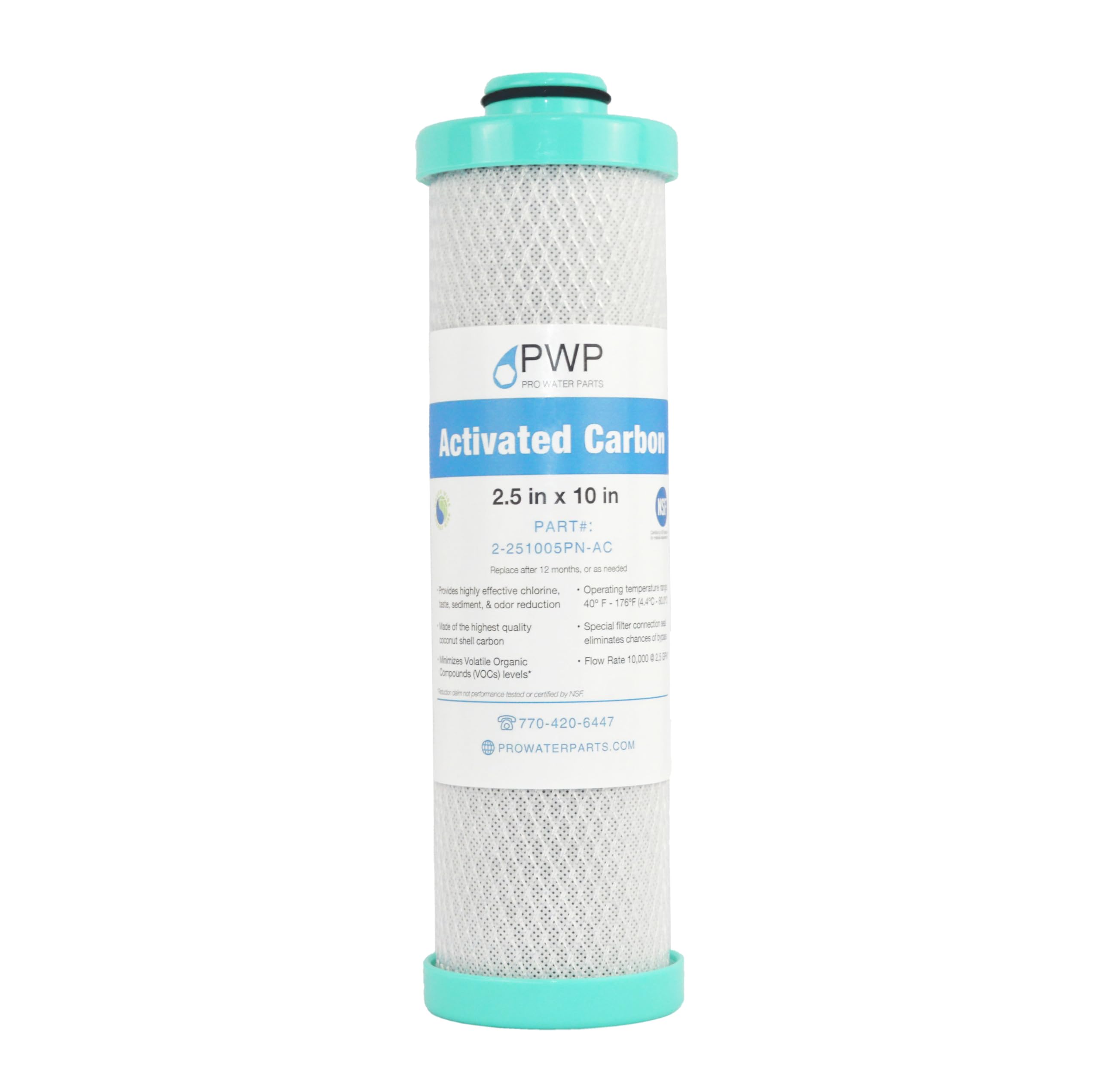 Photo 1 of 2.5 x 10 RV Water Filter Activated Carbon Block Push-Nipple Cartridge Replaces FRE-10-GN for Use with FRE-10H Housing OEM