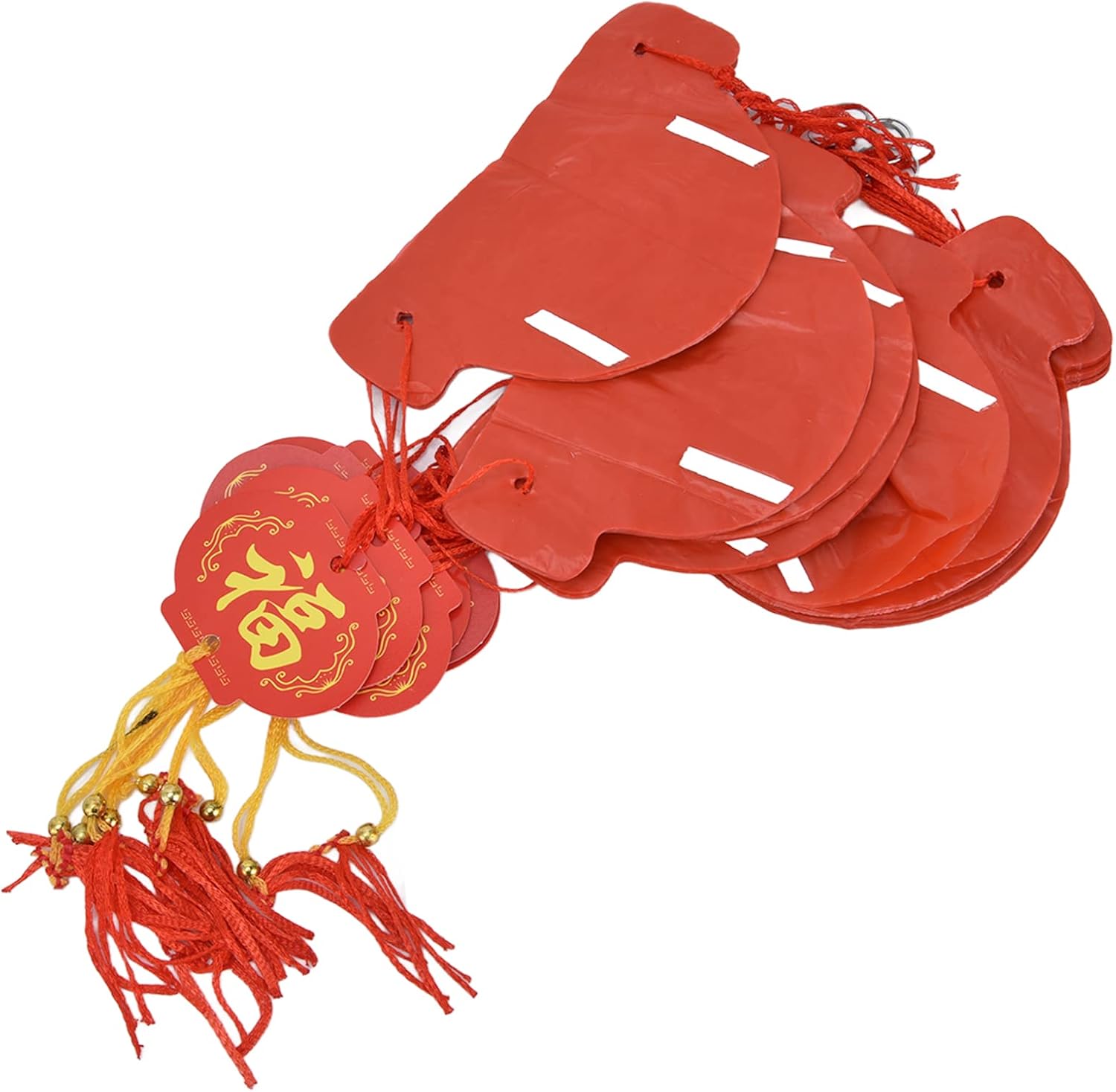 Generic 20Pcs Red Paper Lanterns, Beehive Shape Foldable Hanging Ornaments with Pendant Tassels, for New Year Festival Wedding Christmas Party Decoration